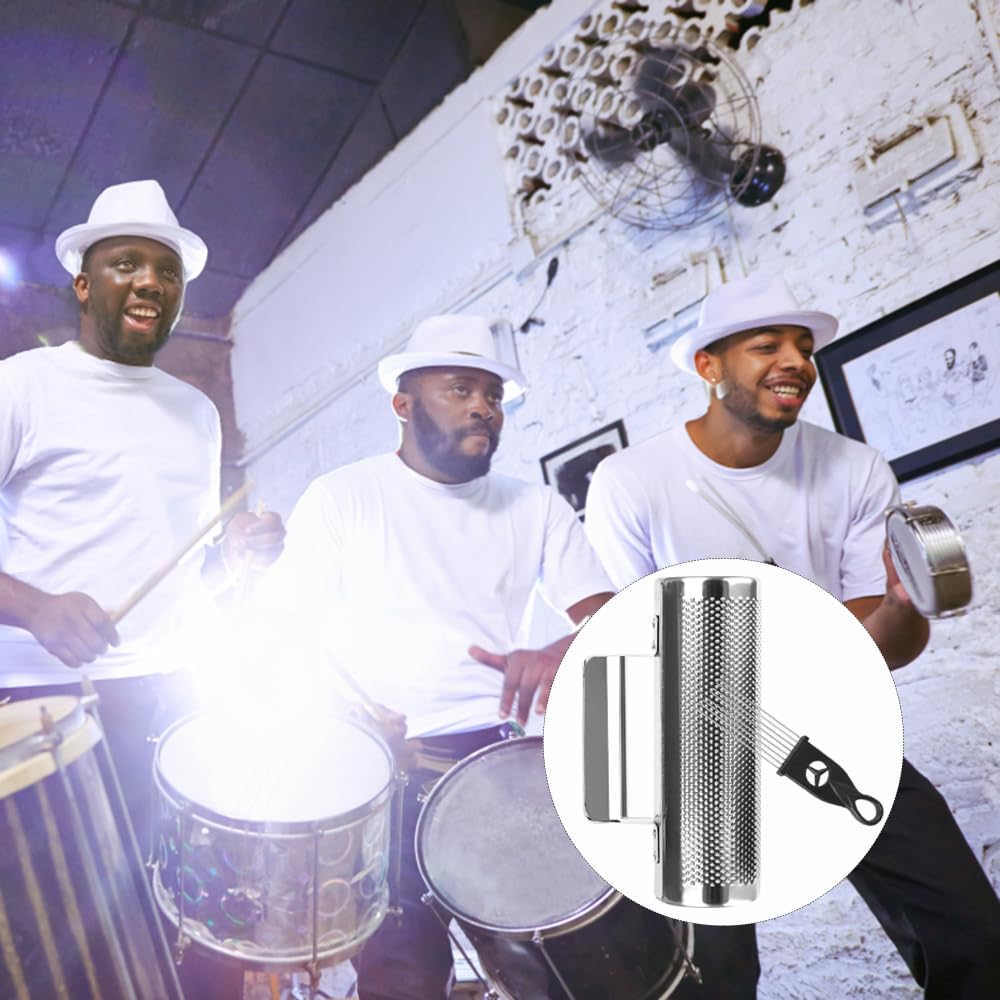 Metall Guiro Instrument, 12" 4" Edelstahl Dominicana Guira Shaker Latin Percussion Guiro Instrument mit Schaber für Live Performance