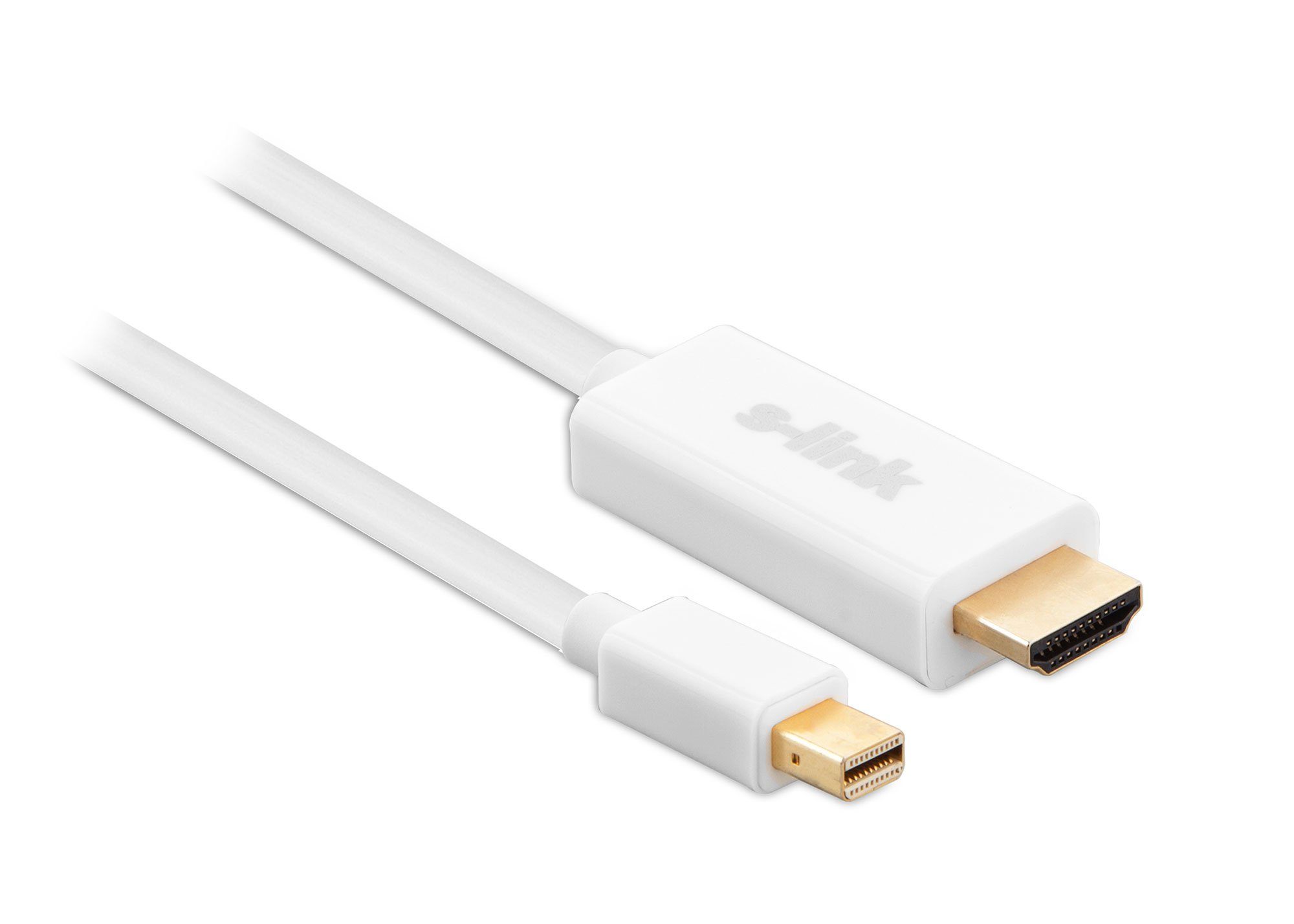 S-Link 1.8m Mini Display - HDMI 1,8 m Mini DisplayPort Biały - Adaptery kablowe (1,8 m, Mini DisplayPort, HDMI, Złoto, 5,4 Gbit/s, Biały)