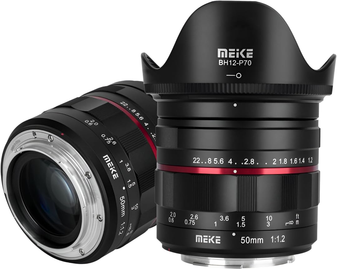 Meike 50mm F1.2 Objectif Photo Complet Manuel avec Grande Ouverture Idéal pour Photographie Portrait Canon EF