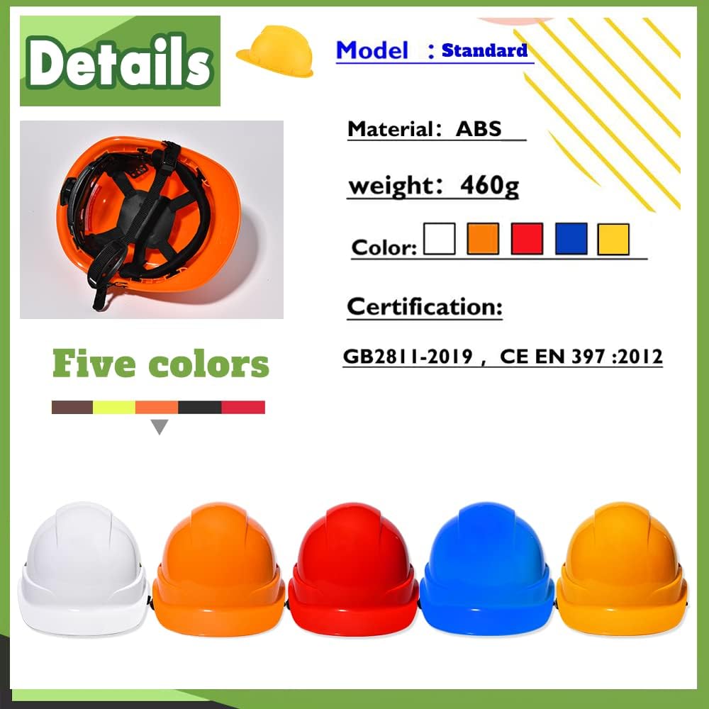 Safety Hard Hat Customize Logo Protective Head Outdoor Work Hat (White (Standard))