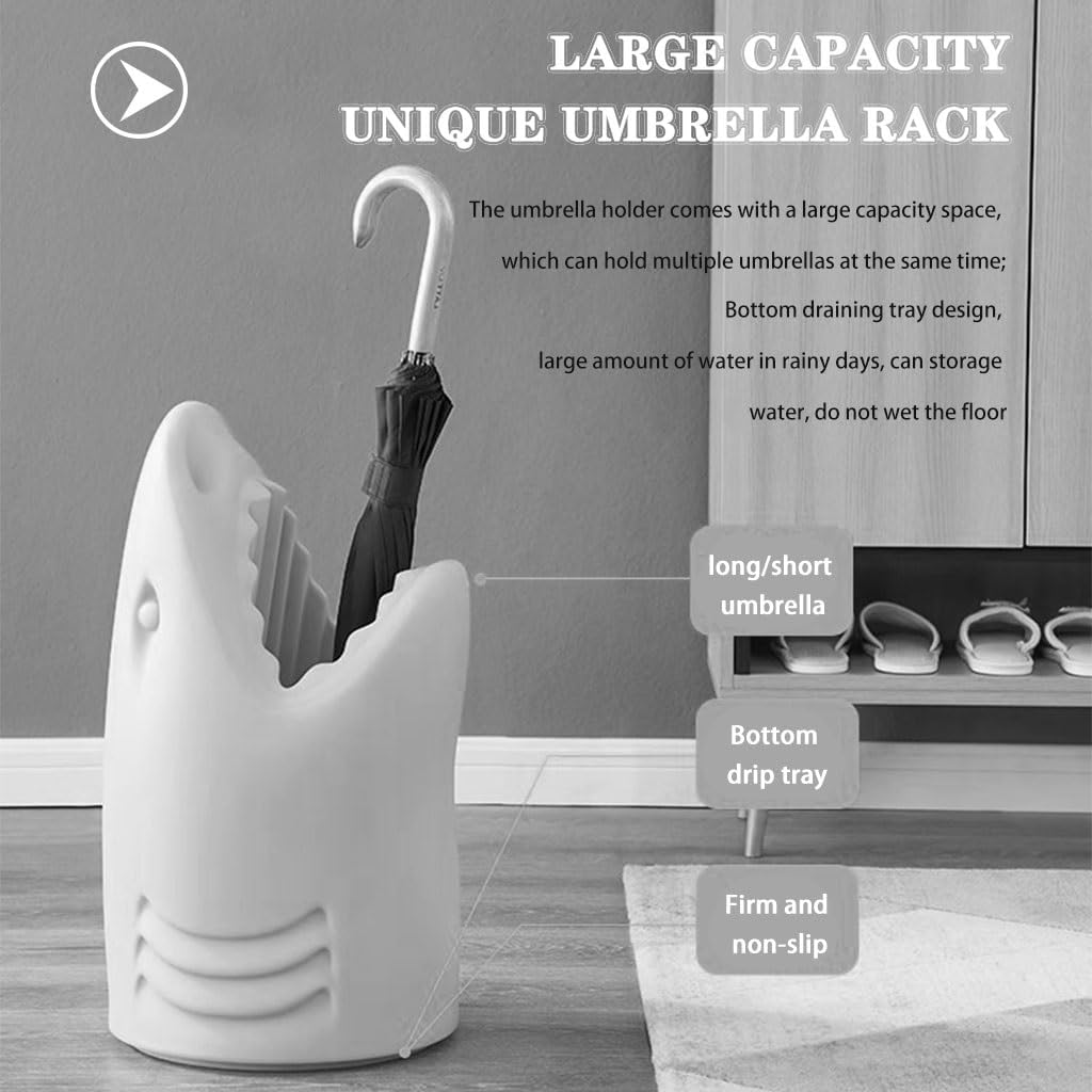 Umbrella Stand Rack Umbrella Stand Rack for Entryway Shark Shape Animal Umbrella Holder, PE Durable Umbrella Bucket, Household Storage Bucket, Multi-Color Optional (Color : Grey, Size : 38 * 66cm)