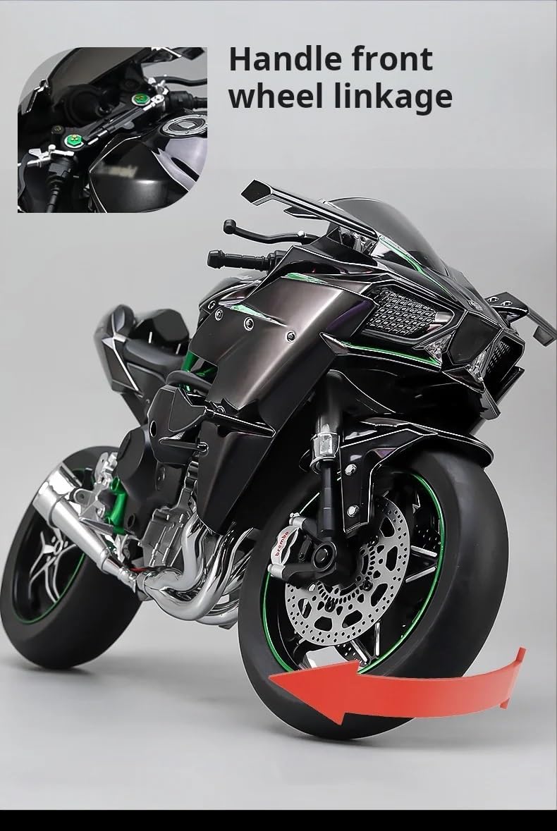 Xiangtat 1/6 Scale Motorcycle Compatible with Kawasaki Ninja H2R Motorcycle Model Kit Die Cast Metal Racing Motorcycles Model for Kawasaki H2R Collectible Model Motorcycles Spray