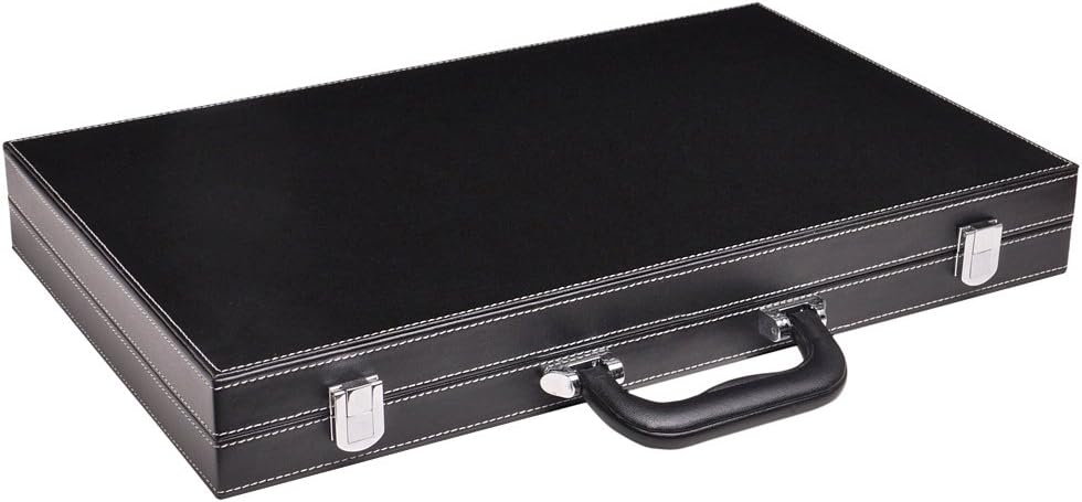 18" Leatherette Backgammon Set - Inlaid Velvet Field - Black/Green Board