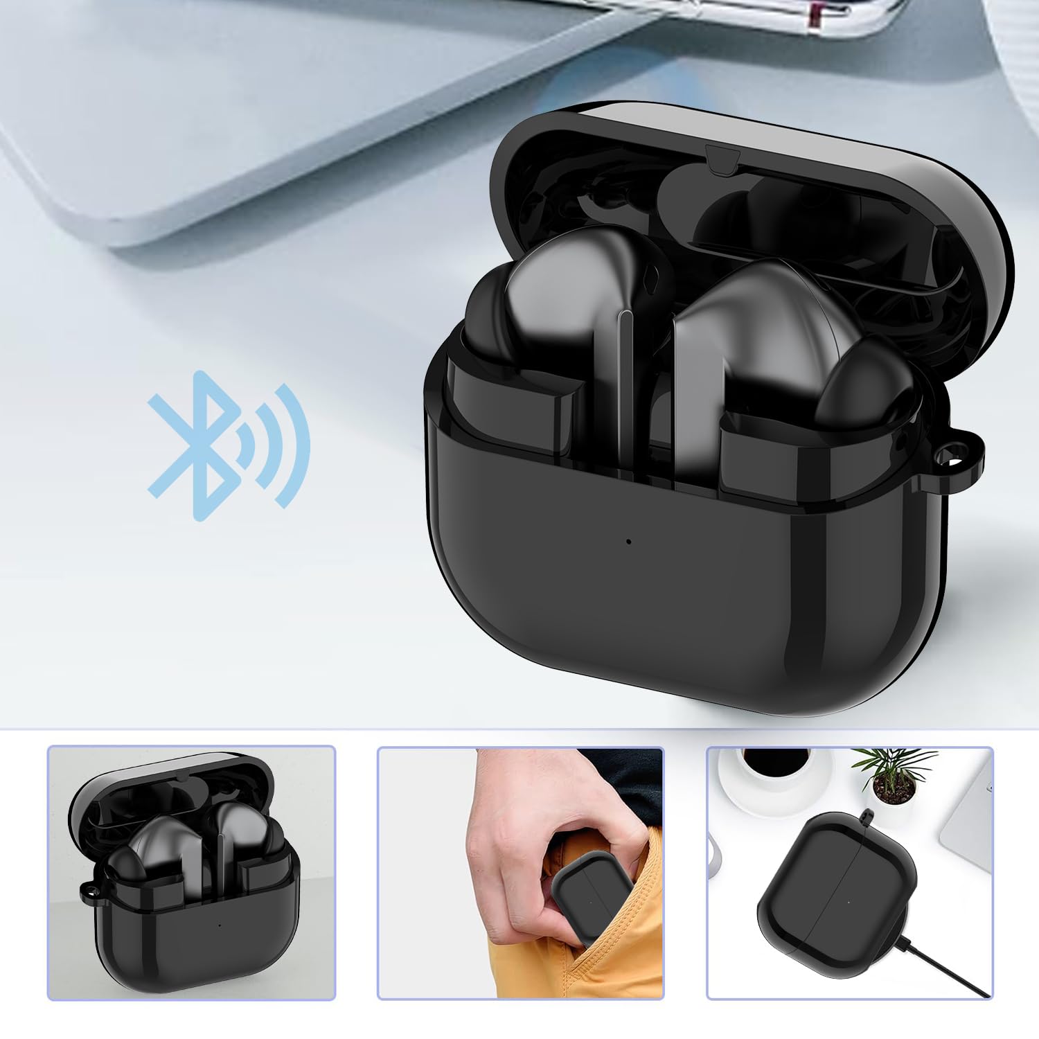 Custodia di ricarica per Samsung Galaxy Buds 3 Pro SM-R630, con cavo USB C, accessori per auricolari Galaxy Buds 3 Pro, colore nero