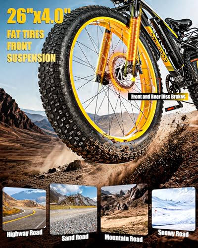 Electric Bike for Adults,1500W Peak Motor E Bikes, 26″ Fat