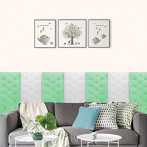 Miniatura 8 de LKXHarleya Panel de pared de 23.6 x 11.8 pulgadas, revestimiento de cuero 3D, a prueba de golpes, adhesivo adhesivo de pared suave para paredes de