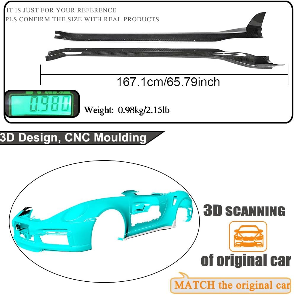 Dry Carbon Fiber Side Skirts Fits for Porsche 911 992 Turbo S 2019-2023 CF Under Door Rocker Panels Valance Extension Lip Factory Outlet