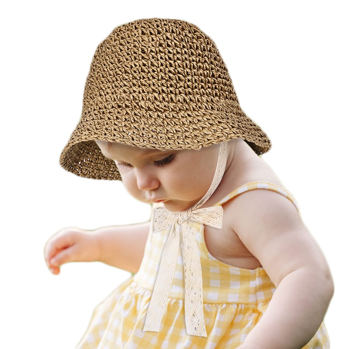 Little Girl Kids Summer Straw Hat,Toddler Girls Wide Brim Floppy Beach Sun  Visor Hat,Girl's Sun Hat