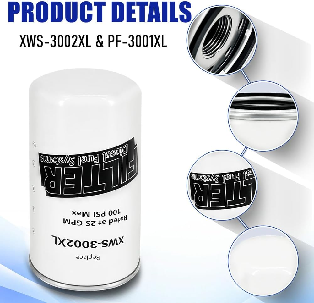 XWS-3002XL Extreme Water Separator PF-3001XL Fuel Particulate Filter combo Fit for FASS Titanium or Titanium Signature Series