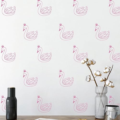 Miniatura 3 de 60 calcomanías de pared de cisnes para guardería, calcomanías de pared de cisne para niños y niñas, decoración del hogar, murales BK008 (rosa)