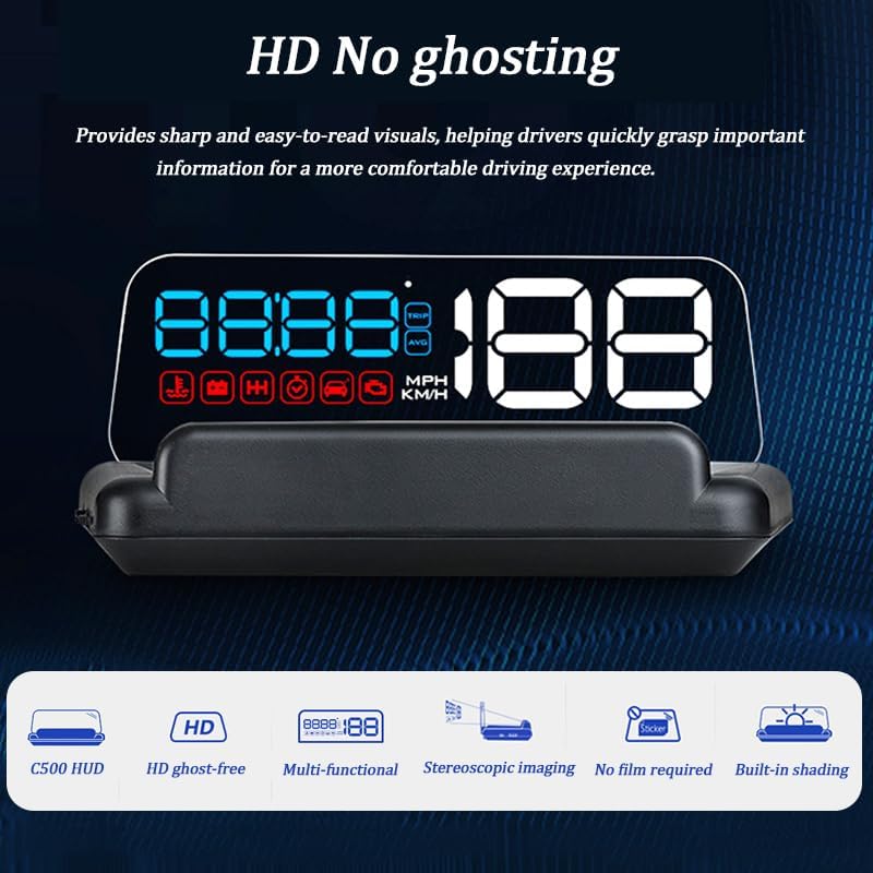 Head Up Display Auto für Mercedes Benz GLK Class 2008–2015, Auto Digital Head-up Display Multifunktional Leicht Auto HUD Head Up Display,B