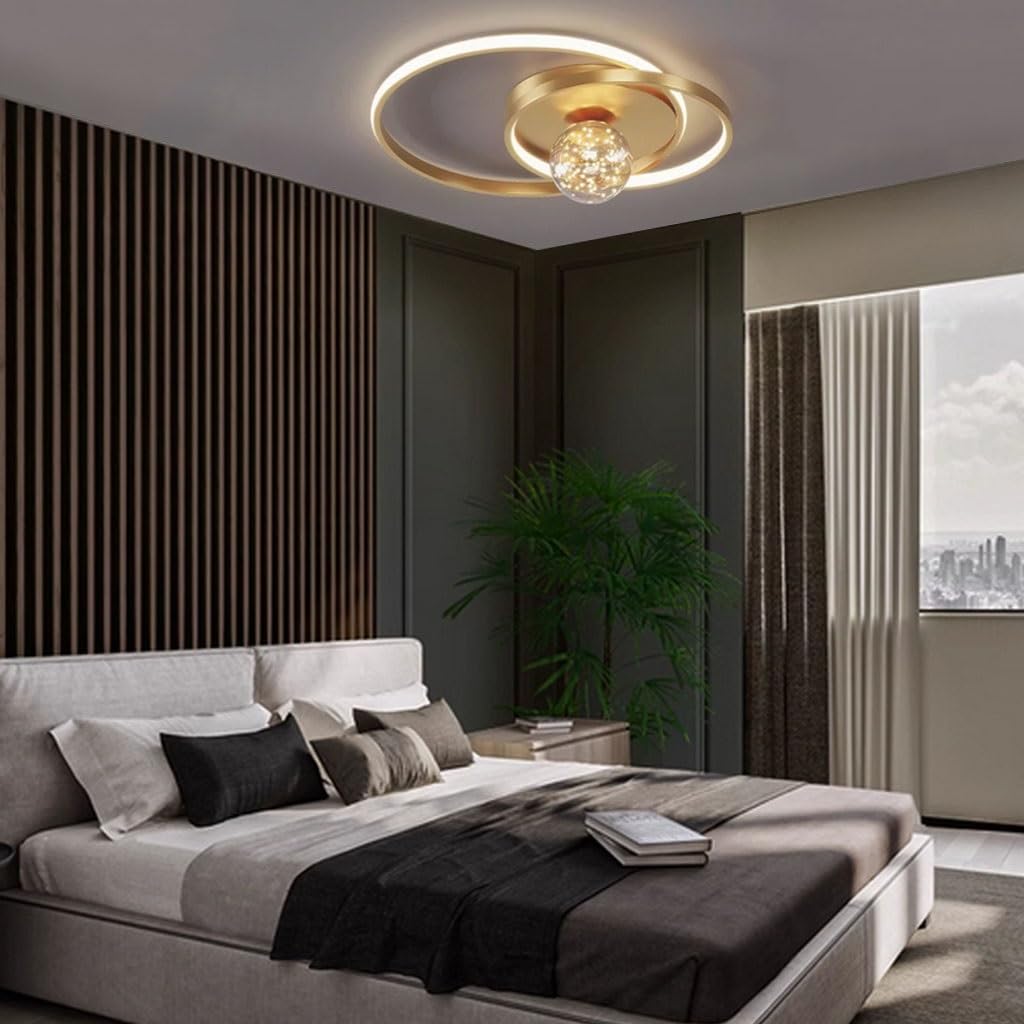 LED Ceiling Lights Lights Color and Brightness Adjustable 48W/51W 3840/LM4080LM Lighting Fixture Dia 52cm*15cm/42cm*15cm Round Design Ceiling Lighting for Hallway Balcony Bedroom3000k-6000k(Gold,42cm*