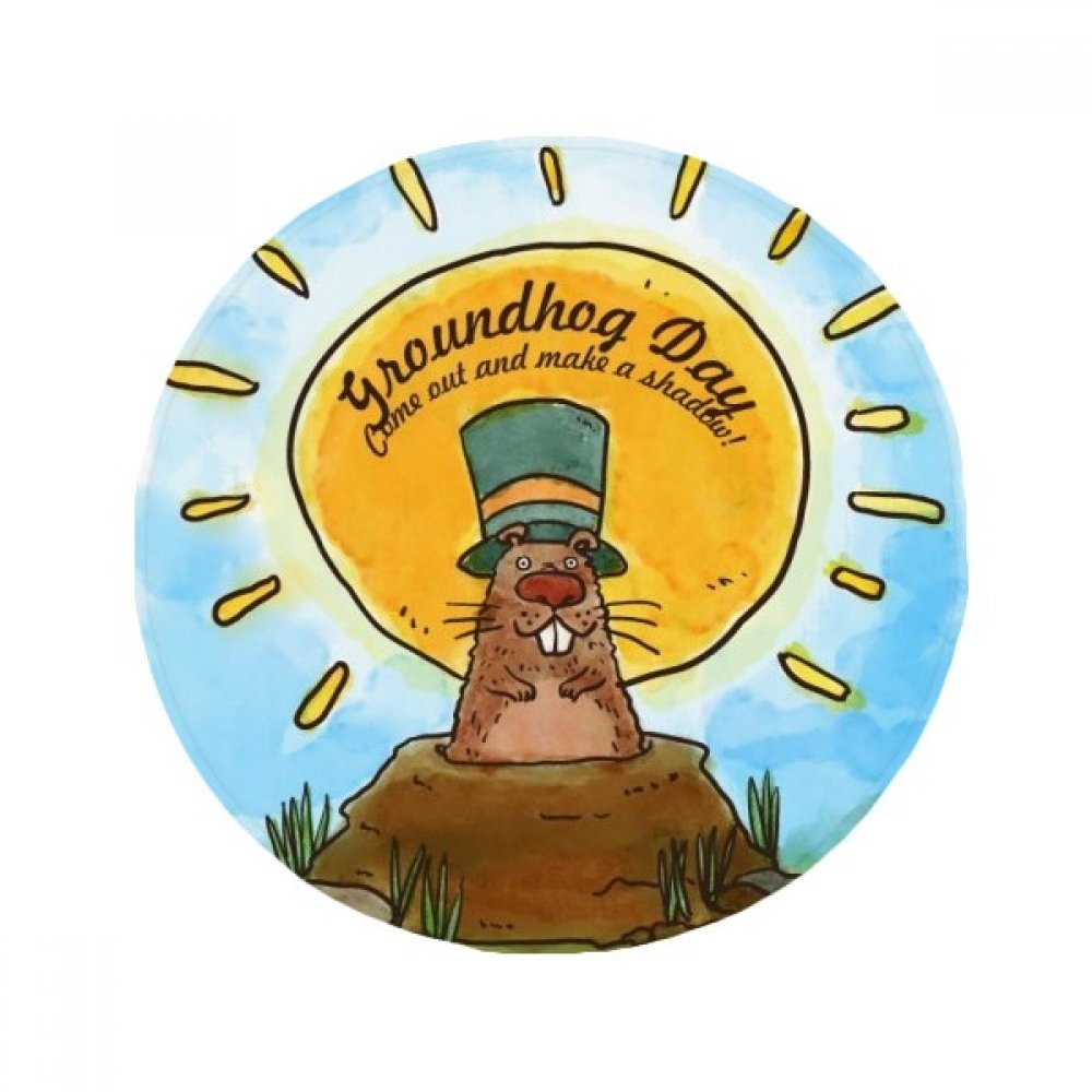 Tapis de sol rond Groundhog Day antidérapant 80cm multicolore pour porte entrée