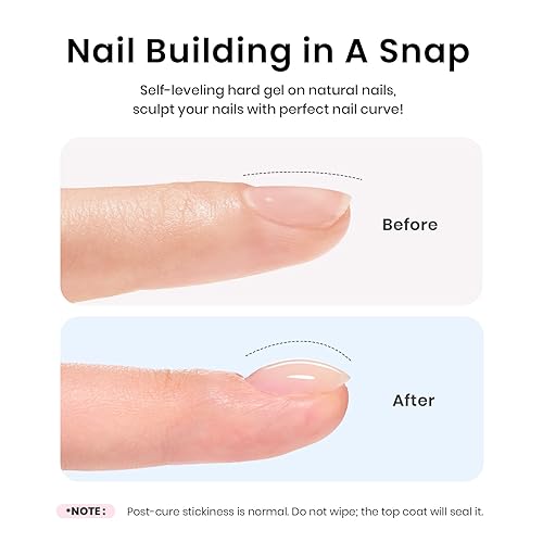 Miniatura 45 de Beetles Builder Gel de 0.5 onzas líquidas, gel fortalecedor 7 en 1 translúcido rosa nude, cepillo de extensión de uñas de gel UV en botella, no se