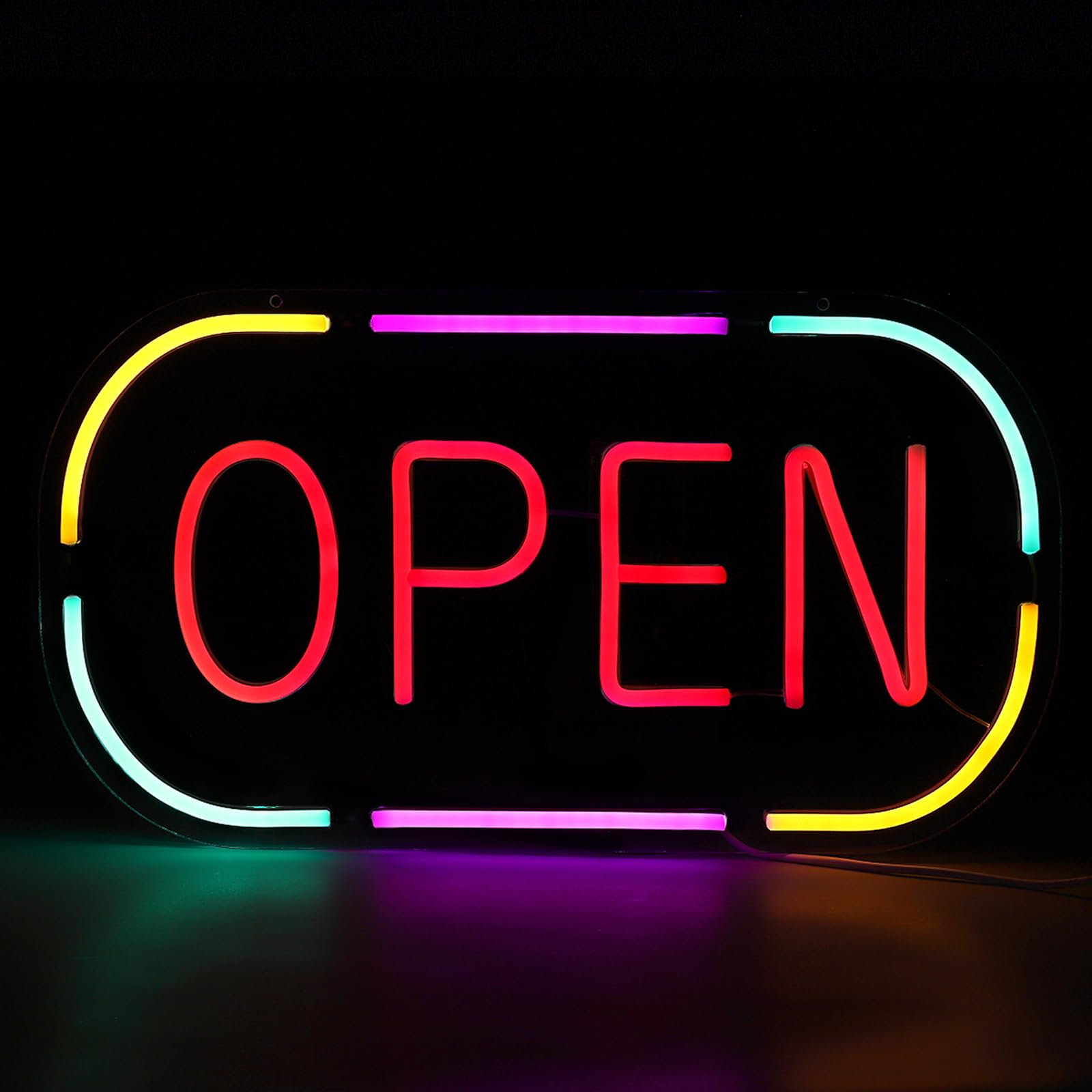 Sifxouped Open Sign, 16.5 X 9 inch Open Signs for Business, Neon Open Sign Include Business Hours and Open & Closed Signs, Horizontal Led Open Sign with 4 Colors