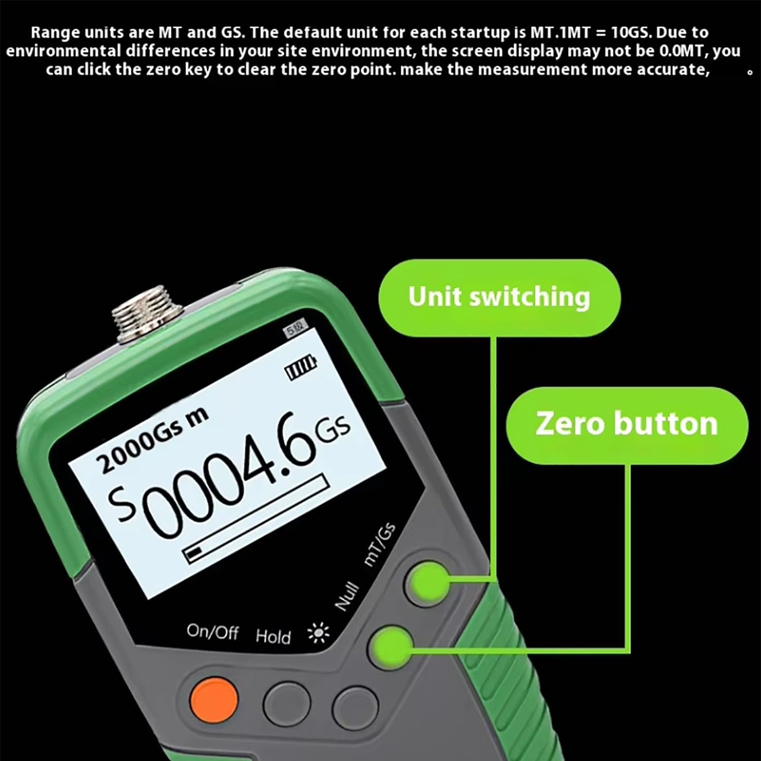Ręczny Cyfrowy Gaussmeter, Miernik Strumienia Magnetycznego, Zakres Pomiarowy Od 0 Do 2400 MT, Funkcja Max Hold, Regulowane Podświetlenie I Automatyczne Wyłączanie, Do Użytku Na Zewnątrz