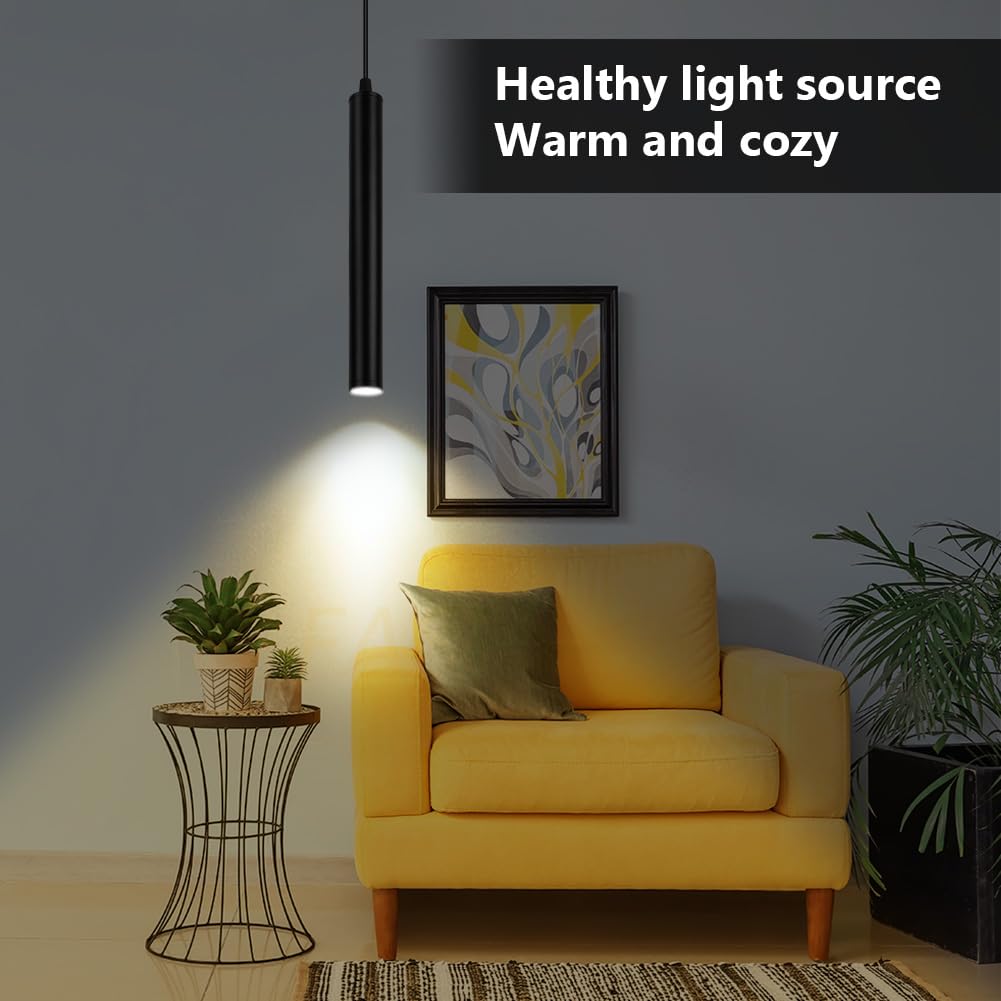 HOTUT Lámpara de Suspensión Cilíndrica, 2PCS Lamparas Colgantes Mesita de Noche, Destacar Downlight Lámpara Colgante para Cocina, Lampara Techo Colgante Cilindrica para Comedor, Dormitorio, Café