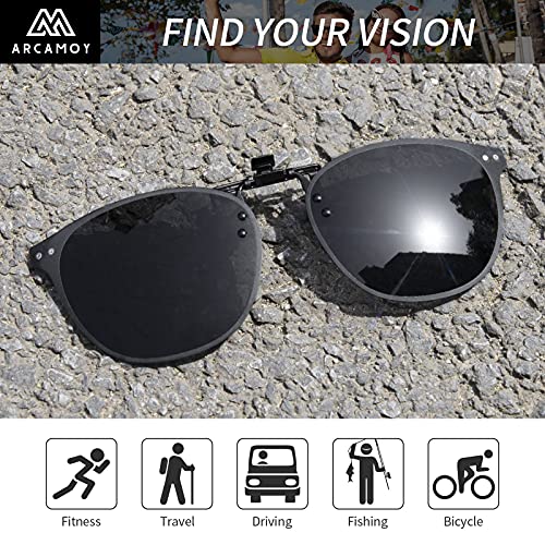 Image of Clip on Sunglasses Over Prescription Glasses Polarized Anti Glare Flip Up UV Protection Glasses For Men Women