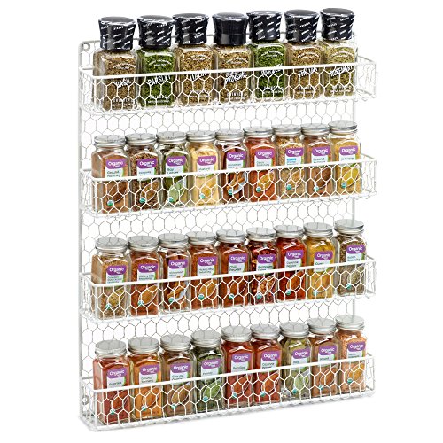 1790 Rustic Chicken Wire Spice Rack - Hanging Spice Rack - 4 Tiers
