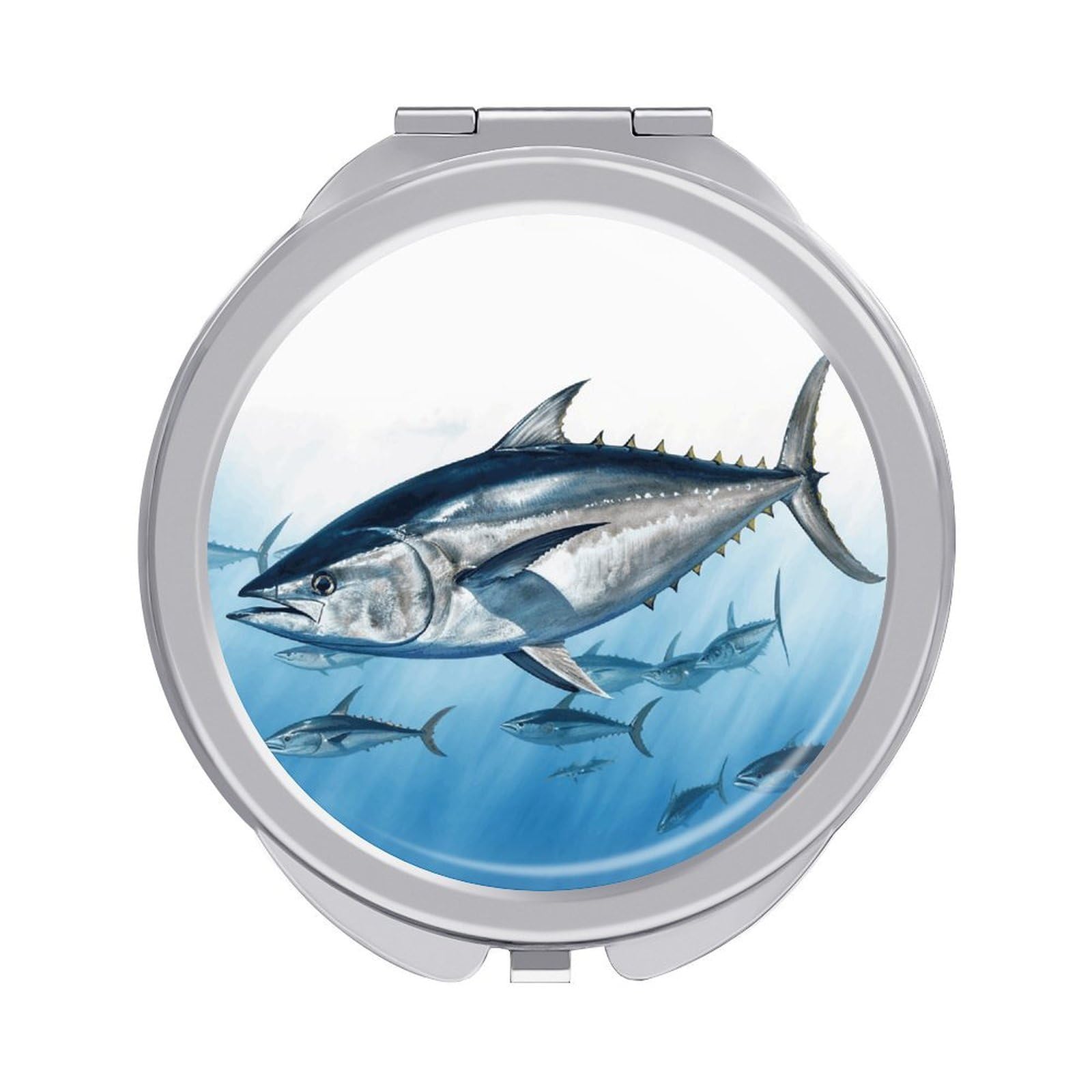 FekiLoot Bluefin Tuna Thunnus Travel Makeup Mirror 2 X /1 X Magnifying Slim Pocket Mirrors Compact for Purse Travel Makeup Mirrors for Pocket, Handbag, Purse Women Gift