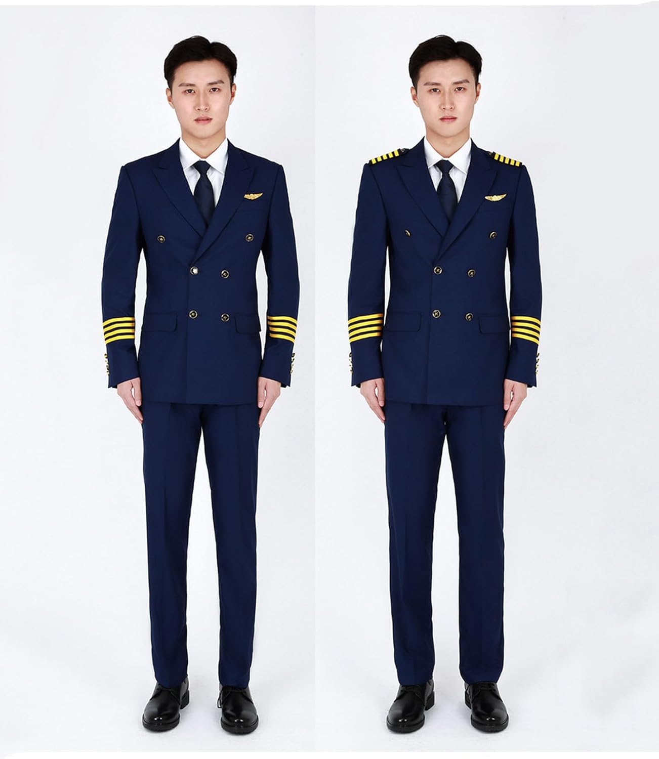 Amazon | パイロット 機長服 航空 飛行機 制服 軍服 メンズ スーツ3点 
