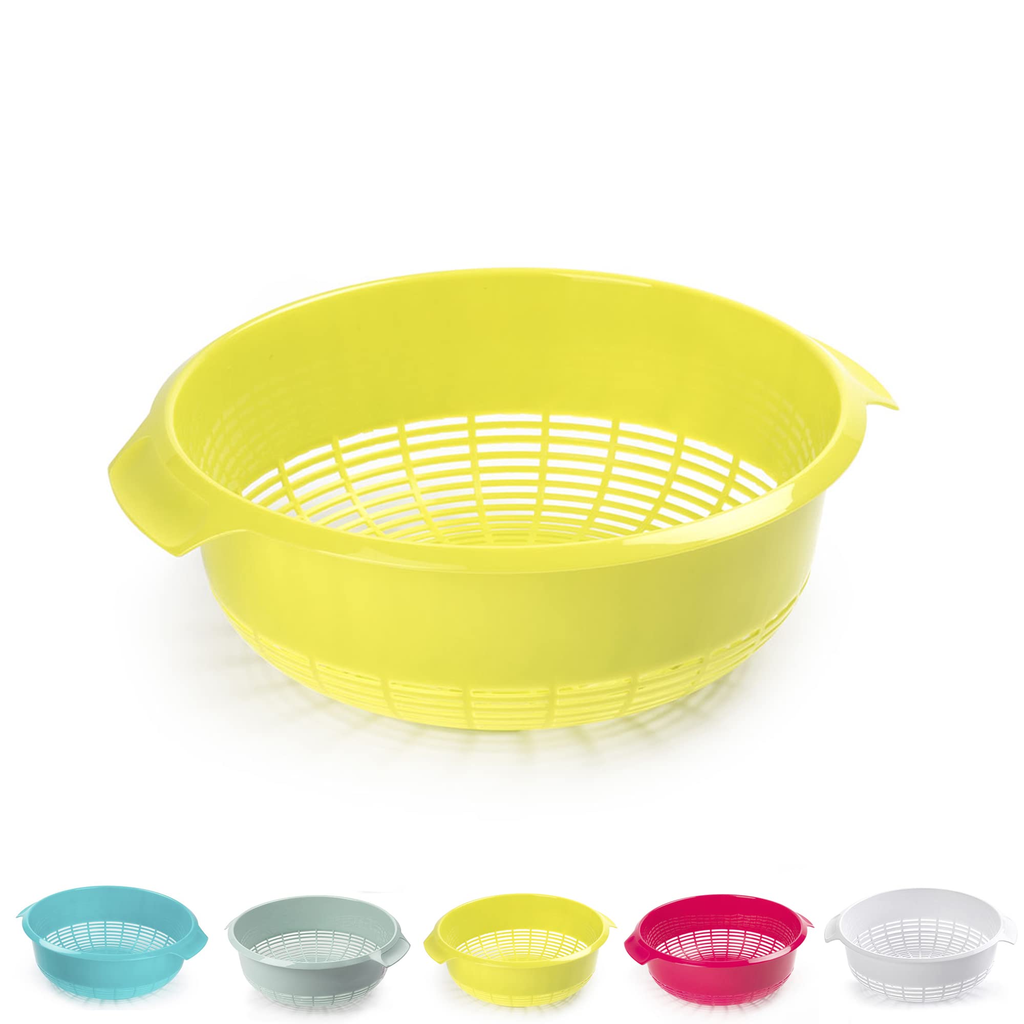 27cm Plastic Colander Basket Green, Kitchen Strainer Bowl for Washing & Draining Vegetables, Fruits, Salad, Rice & Pasta, Lightweight Food Drainer