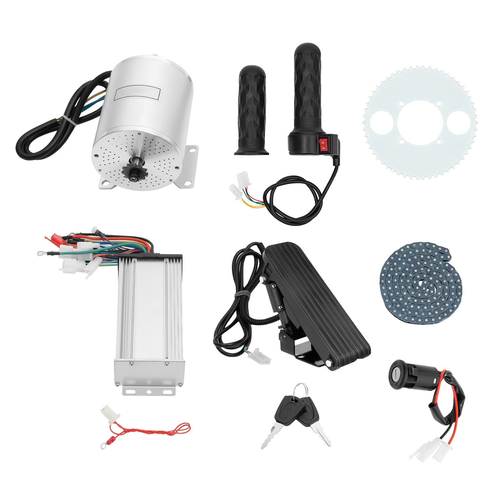 24V 36V 48V Electric Bicycle Conversion Kit E-Bike Wheel Motor Kit with Chain Freewheel Motor Controller Accelerator Handle Electric Bike Motor Controller Kit for Regular Bicycles