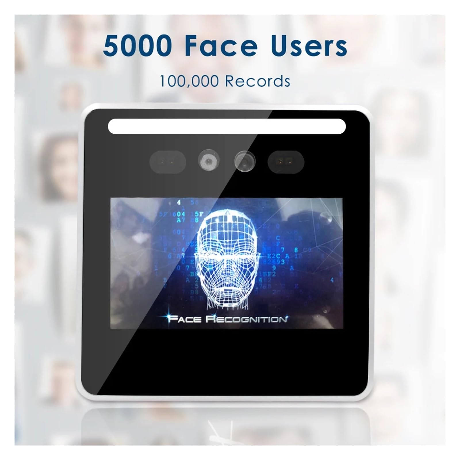De Control Acceso con Reconocimiento Facial, Pantalla Táctil 5 Pulgadas, USB Y RFID Reloj eficiente