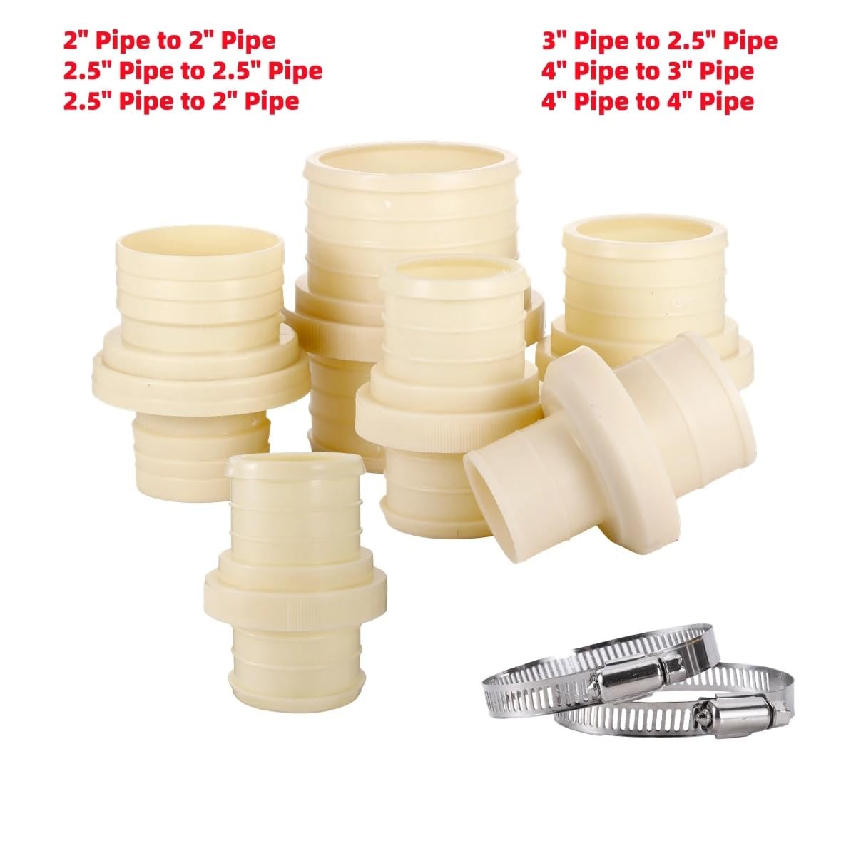 Accesorios para tuberías de riego, Conector de tubería Correa Agua, Abrazadera Acero Inoxidable, 2-4 Pulgadas, riego Invernadero jardín
