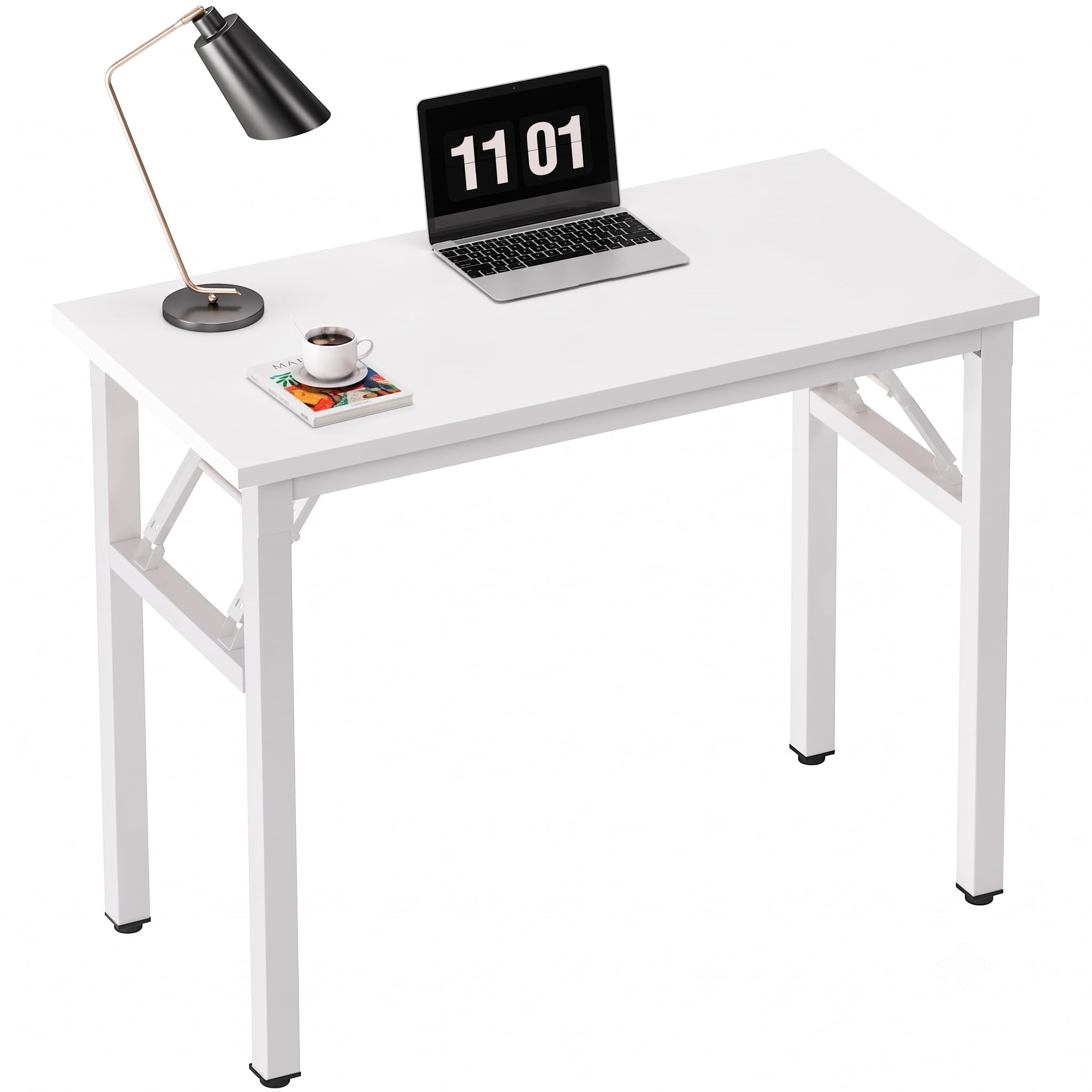 Need Klappbarer Computertisch für kleine Räume, 80 cm, Weiß, Arbeitszimmer, faltbarer Schreibtisch für Heimbüro, Schlafzimmer, Schlafsaal und Studenten, keine Montage