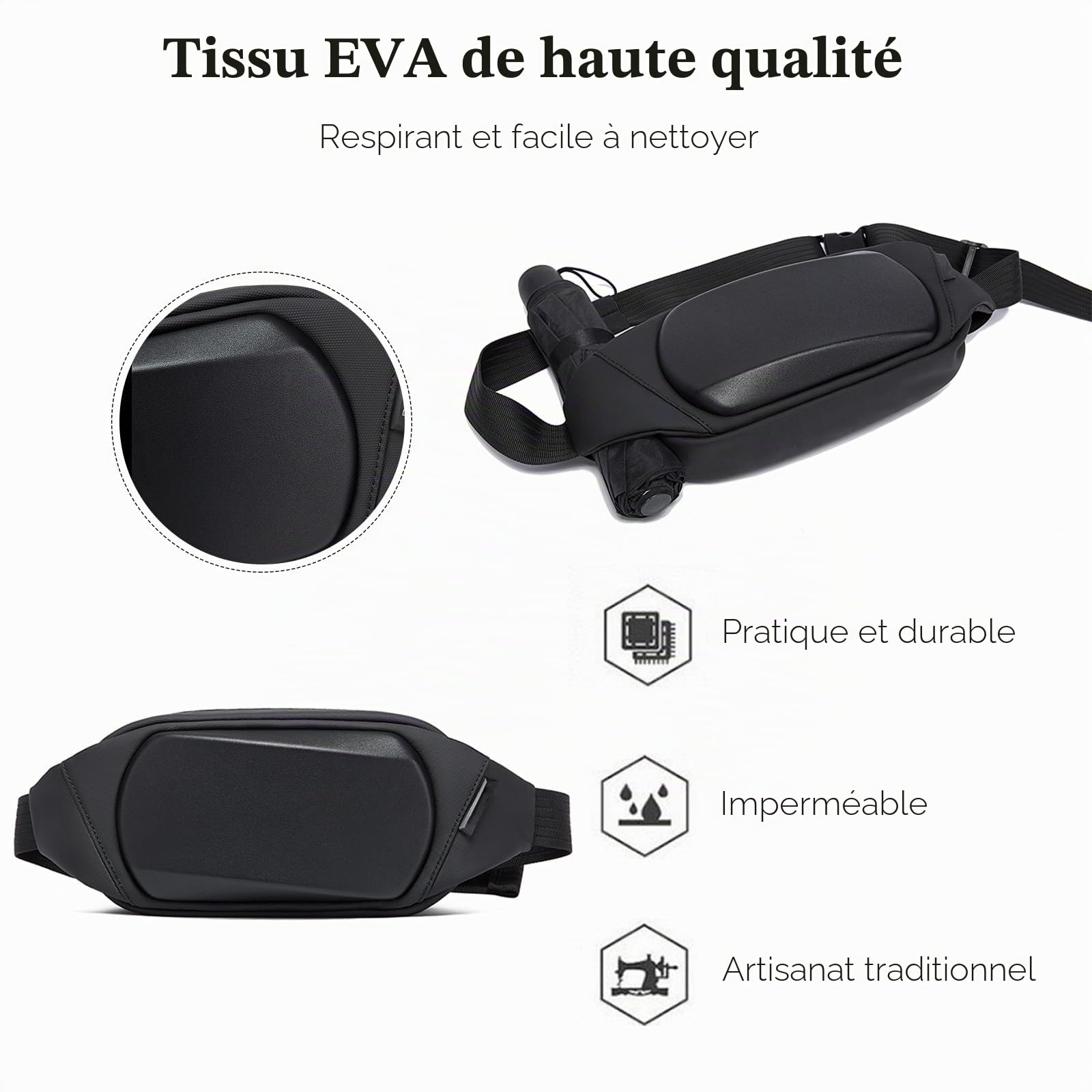 FANDARE Sacs de Sport bandoulière Sacoche Sac Banane Ville Sac Poitrine Léger Impermeable Sling Bag Sac d'Epaule pour Homme Femme Voyage Sport Randonnée Vélo Camping Excursion Grise