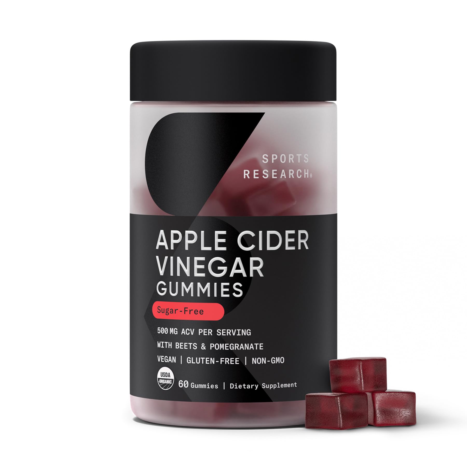 Non-GMO Verified, Vegan Certified Organic Apple Cider Vinegar 60 Gummies with The Mother