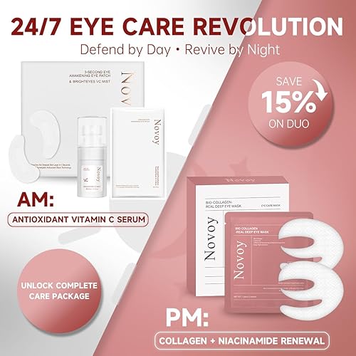 Miniatura 8 de Novoy 15 Pares de Parches de Ojos Profundos de Bio-Colágeno Real - Parches de Ojos de Retinol 6-en-1 para la Noche para Ojeras, Hinchazón y Arrugas
