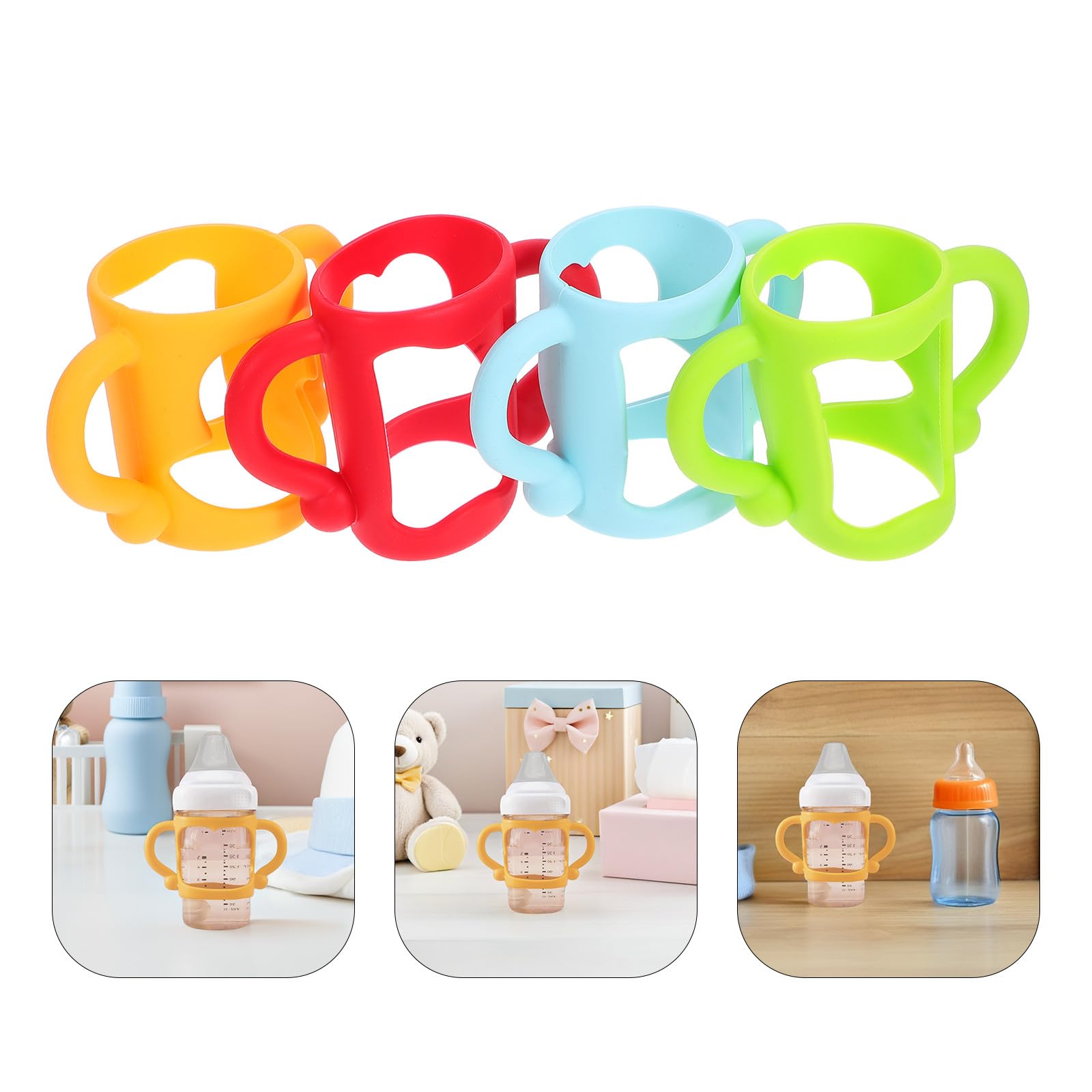 ULTECHNOVO 4 Pcs Universal Silicone Baby Bottle Handles, Multi-Functional Bottle Grips Trainer Soft Anti-Slip — view 7