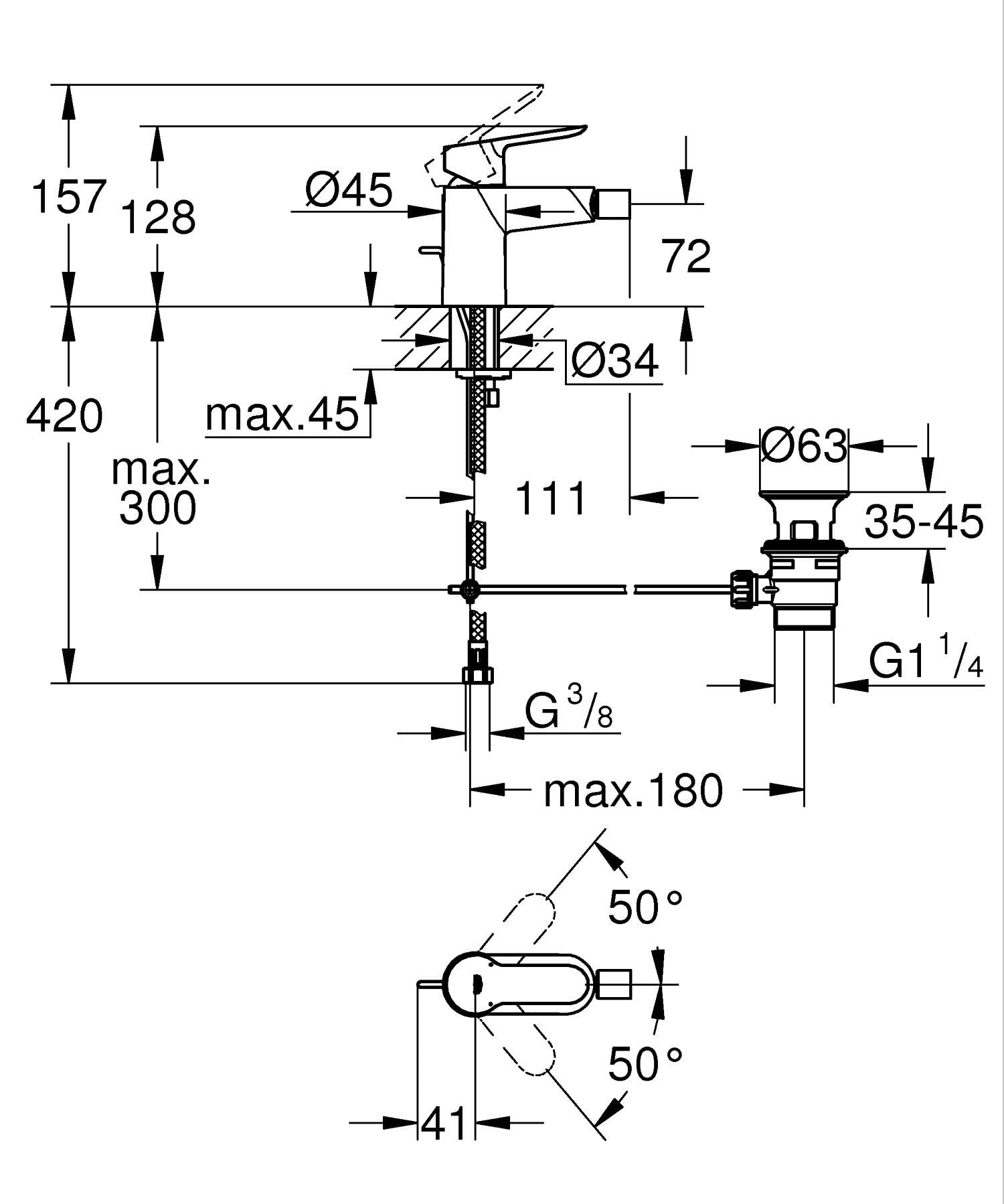 GROHE BauEdge Miscelatore Monocomando per Bidet Cromo 23331000