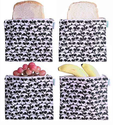 Reusable Snack Bags Sandwich bags Washable Food Safe BPA-free Lead-Free PVC-Free 4 Pack