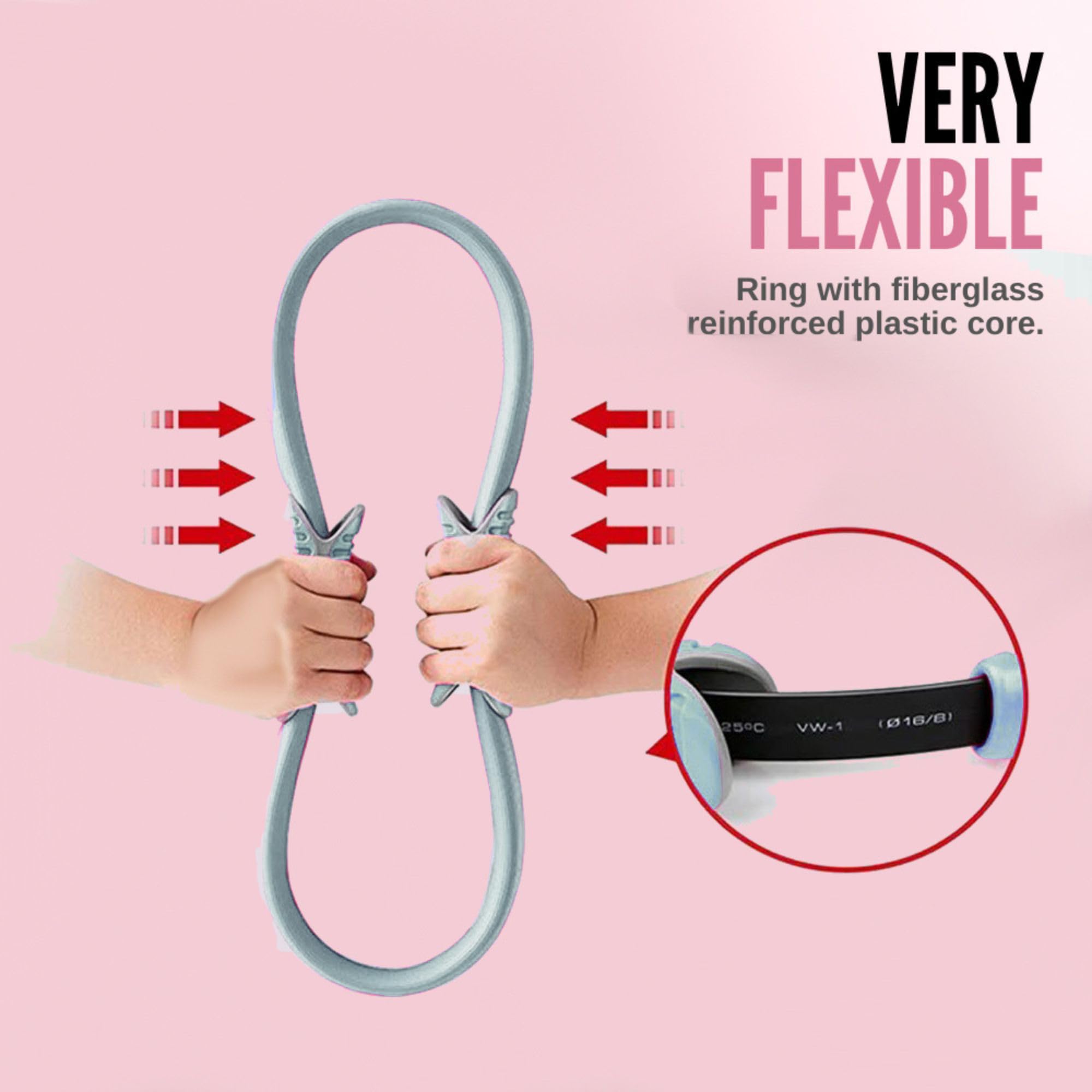 MAGIC SELECT Cerchia di Pilates - Anello per Pilates - Anello Yoga per Impugnatura Doppia per Pilates - Cerchio Fitness - per Resistenza, Palestra, rafforzamento da Donna. Diametro 37,5cm