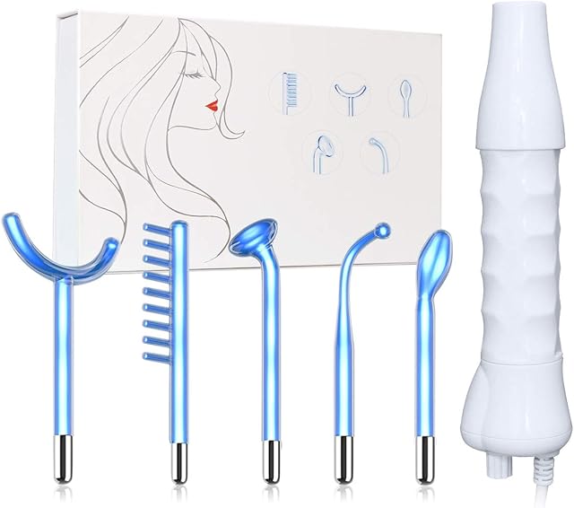 High Frequency Facial Wand Machine, FAZJEUNE 5 in 1 Portable Handheld Face Massager Skin Care Device Tightening Machine Set Acne Spot Treatment Reducing Puffy Eyes Wrinkles Dark Circles Freckle