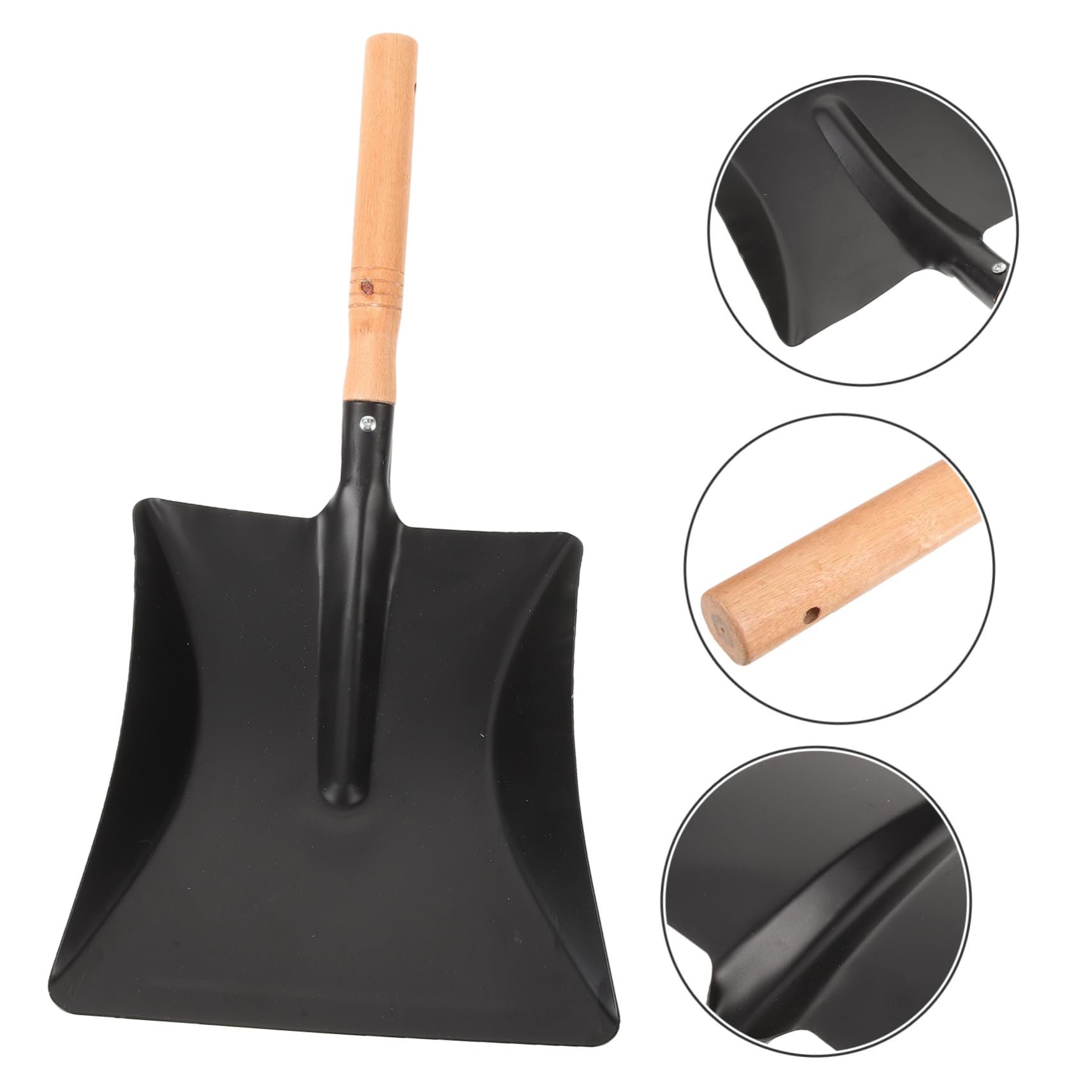 Happyyami Mini Palas De Hierro Pala para Perder Suelo Pala Profesional Pala De Suelo De Jardín Pala Pequeña Pala De Excavación Pala Cuadrada Pala Ligera con Mango De Madera Práctica | Color Negro, Uso Portátil y Cómodo, Válida para Macetas y Plantas de Ja