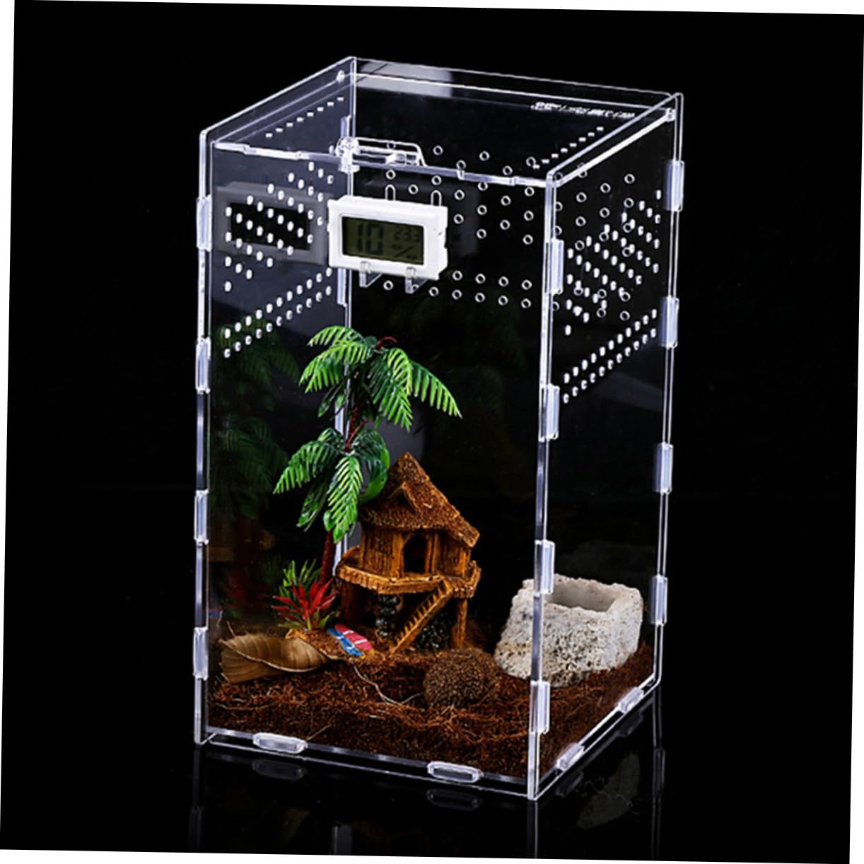 Acryl Durchsichtige Reptilien Fütterungsbox mit Konstantem Luftstrom und 360 Grad Sicht für Geckos und Grillen zur Sicheren Zucht und Haltung