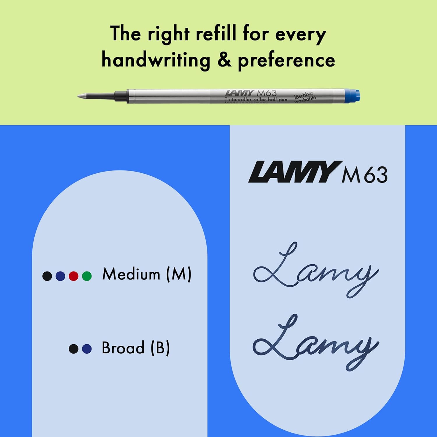 Lamy safari yellow - Rollerball Pen with ergonomic grip & line width M - for pleasant long writing - made of robust ASA plastic - including rollerball refill M 63 in blue