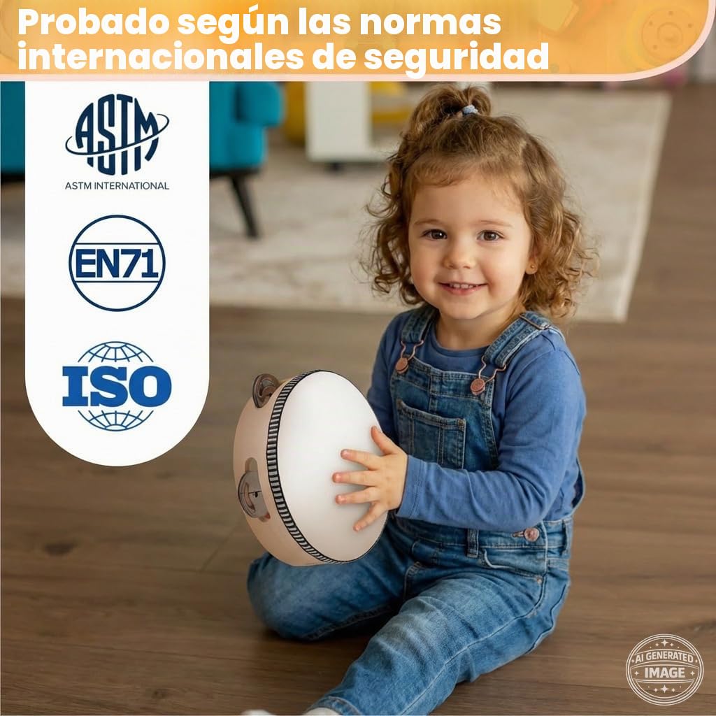Set de Instrumentos Musicales de Madera Stoie’s para Niños de 1-9 Años – Tambor, Flauta, Maracas, Campanitas, Castañuelas, Pandereta, Juguete Montessori Educativo, Seguro, con Bolsa de Algodón