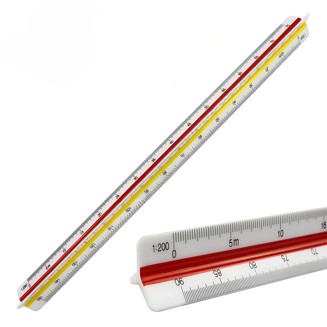 SULIUDAJI 1 Pieza Escalimetro Profesional Regla,30 cm Regla de Escala, Regla de Escala Triangular Métrica 1:100 1:200 1:250 1:300 1:400 1:500,Escalímetro triangular de plástico