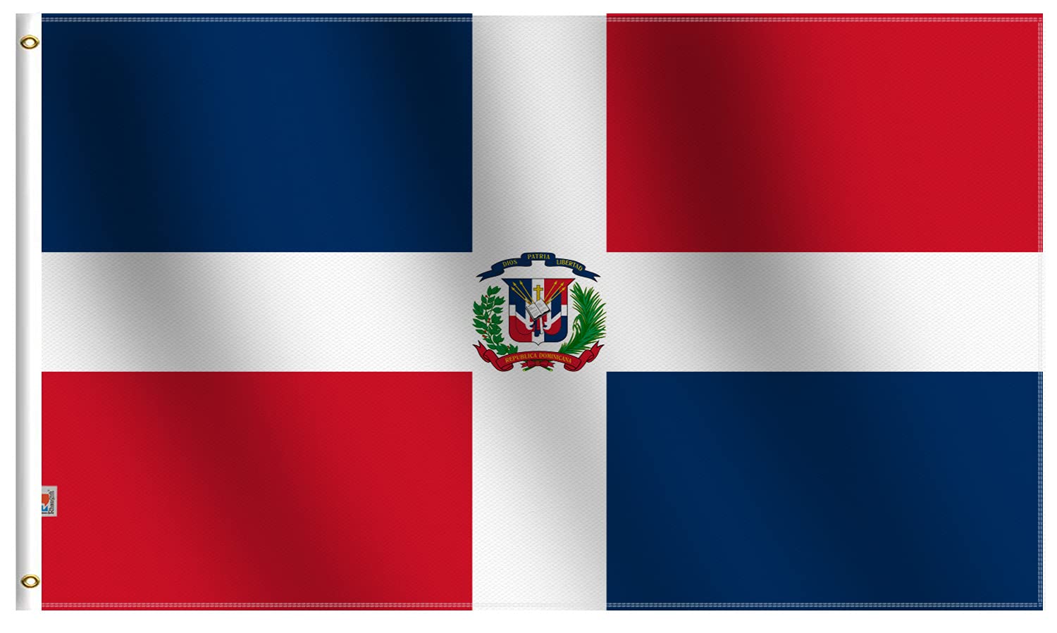 Dominican Republic Flag 3x5 Ft Outdoor Large, Moderate-Outdoor Both Sides Heavy Duty100D Polyester,Canvas Header and Double Stitched - Brass Grommets for Easy Display,Dominican Flags