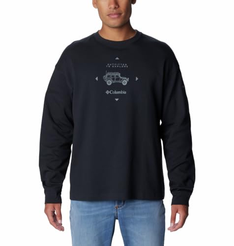 Image of Columbia Mens Duxbery Relaxed Long Sleeve T-Shirt, Black, Overlander Graphic, M