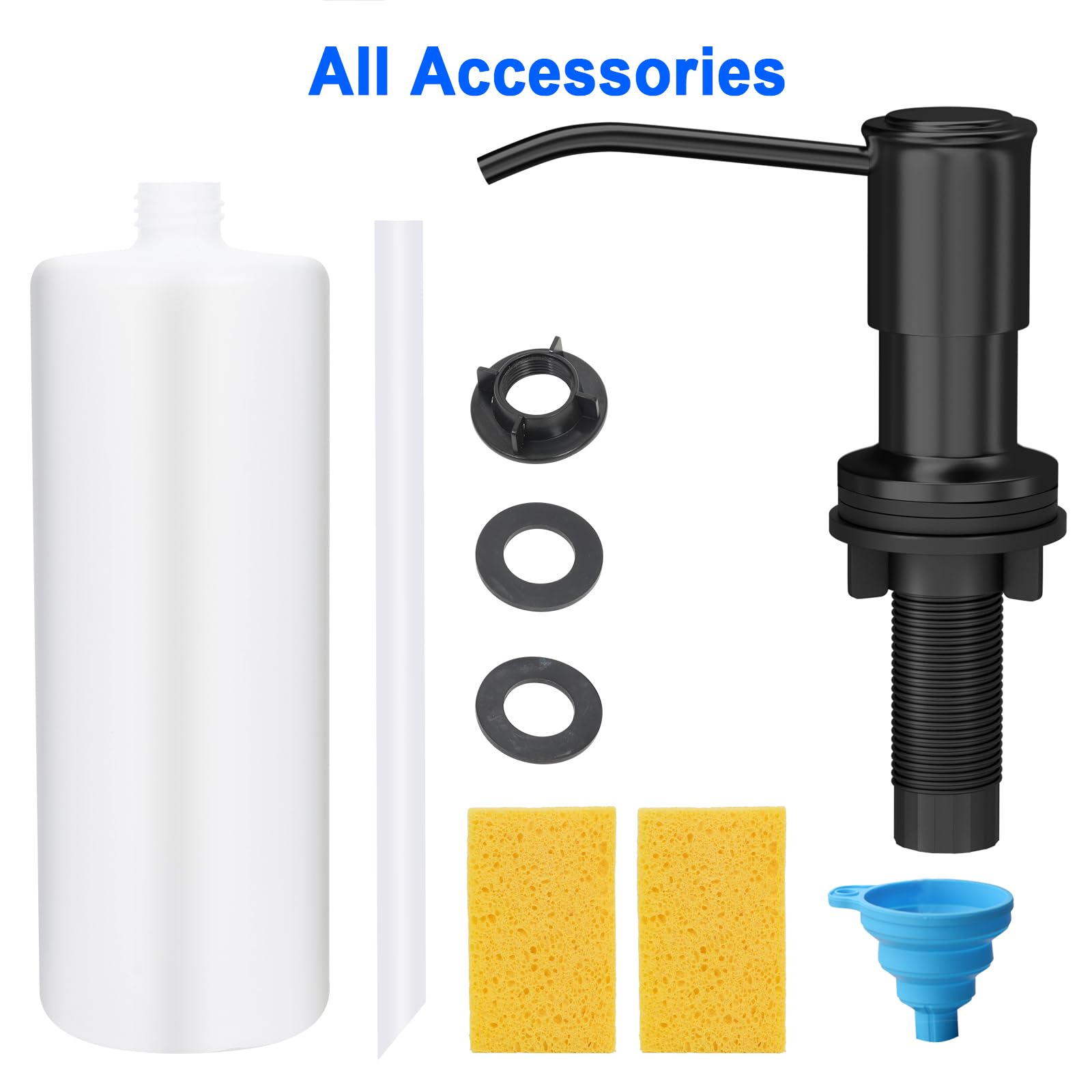 Dispensador de jabón para fregadero de cocina, bomba dispensadora de jabón para fregadero de cocina, recarga desde la parte superior, dispensador de jabón para fregadero con botella líquida grande de