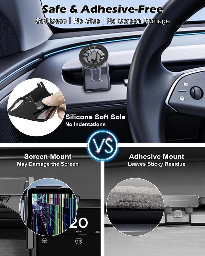 ICAILIN Support téléphone Voiture, pour Support Téléphone Voiture pour MagSafe Tesla Model 3 2024 Highland Model Y Juniper 2026