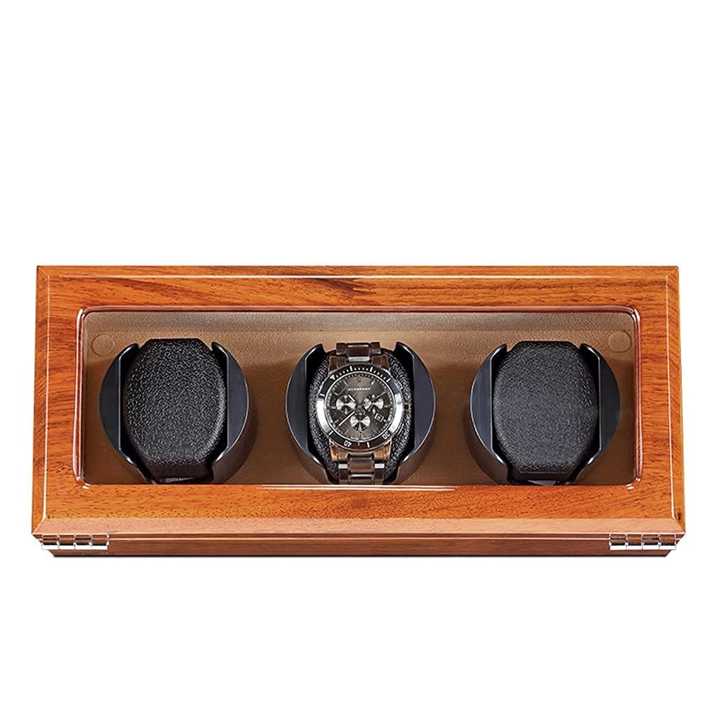 OLSKFUH Automatic Watch Winder Storage Dispaly Case With Quiet Motor 5 Rotation Modes Ac Adapter Powered Not Include Watches,Yellow-3+0