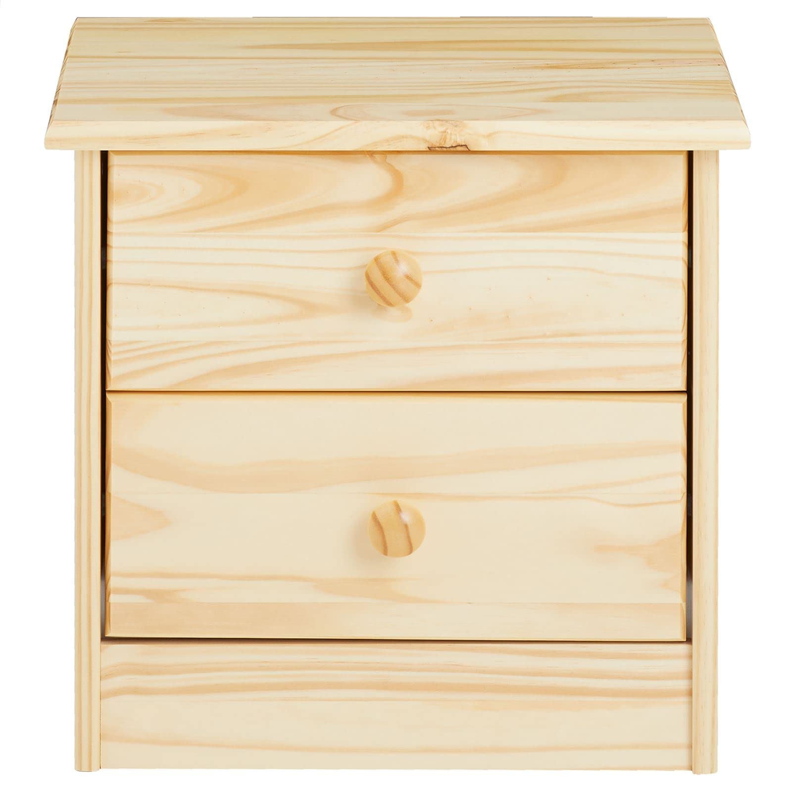 IDIMEX Table de Chevet Rondo avec 2 tiroirs, Table de Nuit en pin Massif, Chevet en Bois Vernis Naturel