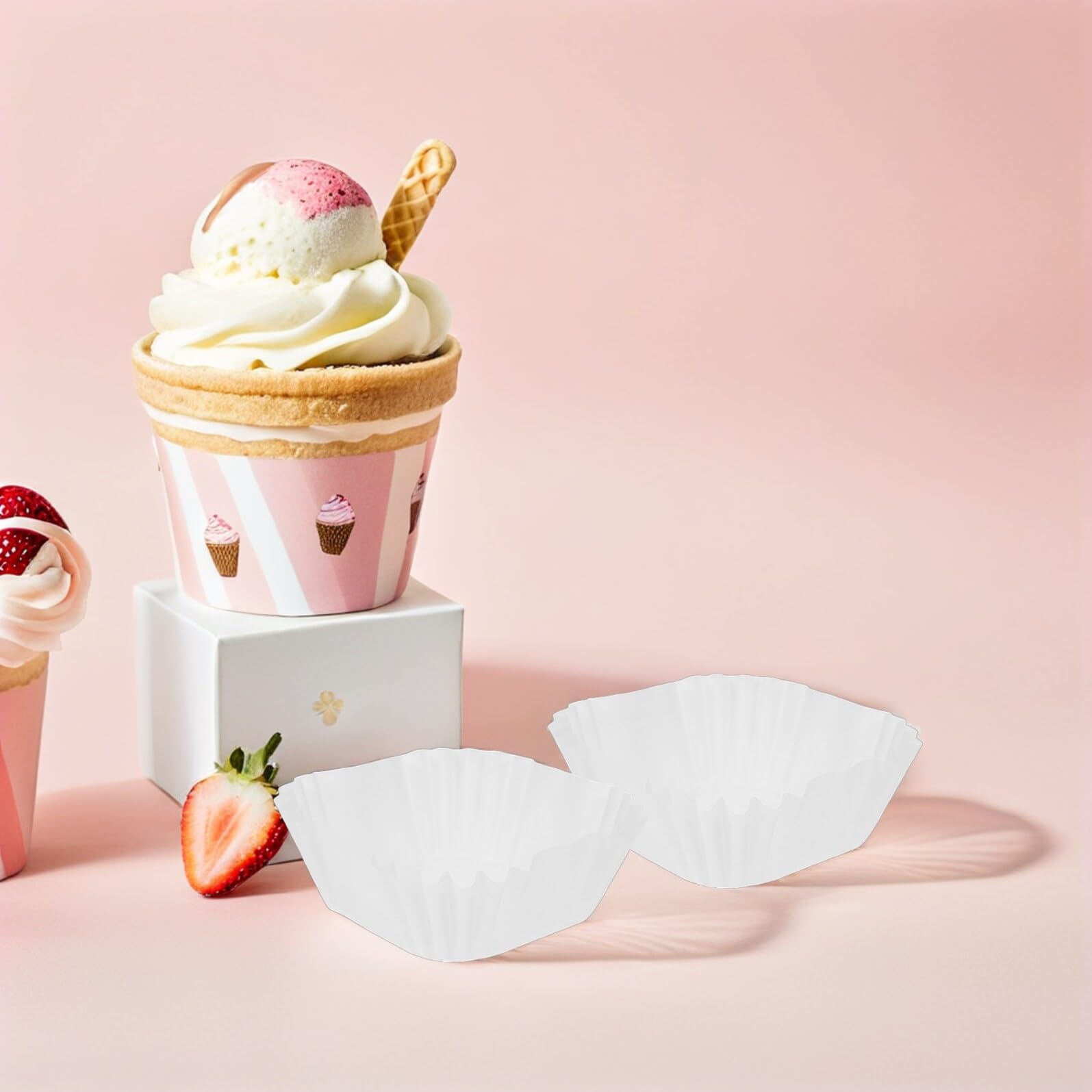 TOYANDONA 3000 Piezas Moldes Cuadrados para Cupcakes de Papel Alimenticio Resistentes Altas Temperaturas Antiadherentes Perfectos para Magdalenas Pasteles Lunares y Eventos como Bodas y